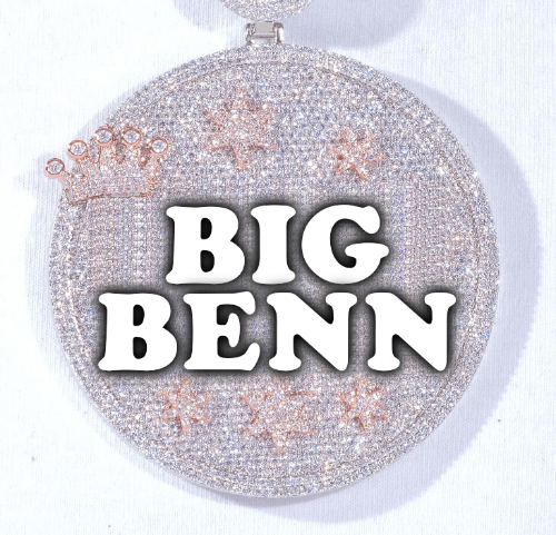 CUSTOM LETTER NECKLACE 3D BIG CROWN DISC