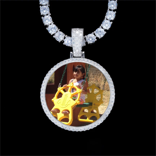 925S & VVS Moissanite 3D Circle Custom Picture Pendant