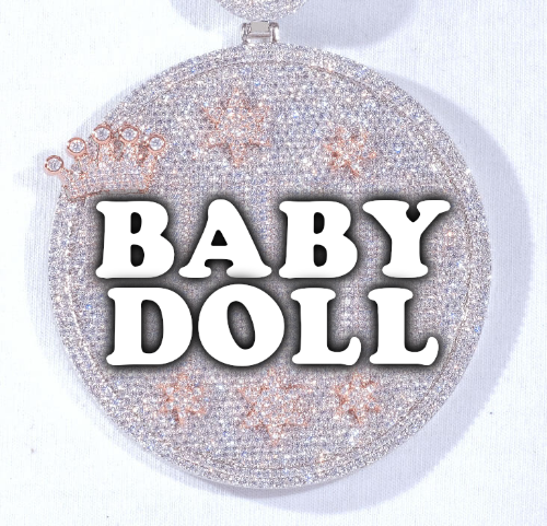 CUSTOM LETTER NECKLACE 3D BIG CROWN DISC