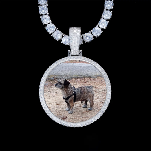 925S & VVS Moissanite 3D Circle Custom Picture Pendant