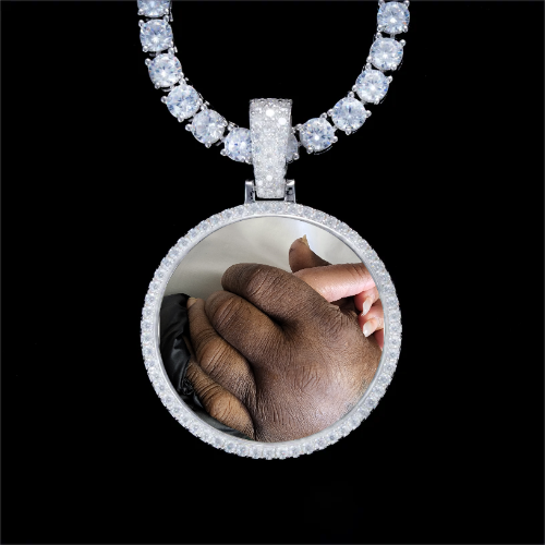925S & VVS Moissanite 3D Circle Custom Picture Pendant