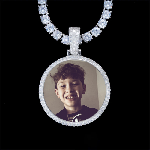 925S & VVS Moissanite 3D Circle Custom Picture Pendant