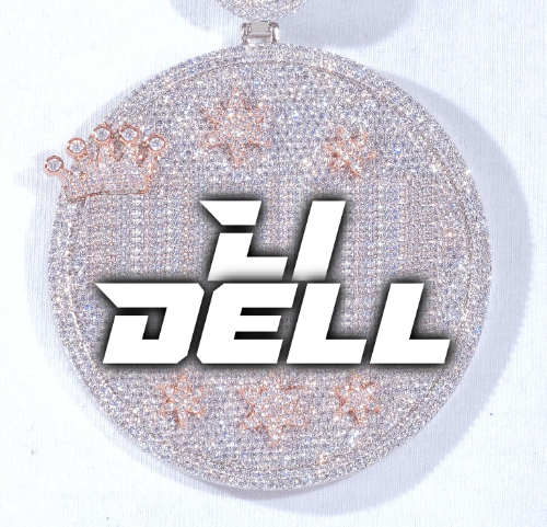 CUSTOM LETTER NECKLACE 3D BIG CROWN DISC