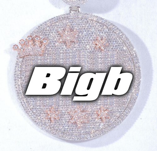 CUSTOM LETTER NECKLACE 3D BIG CROWN DISC