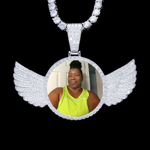 925S & VVS Moissanite 3D Wing Custom Picture Pendant