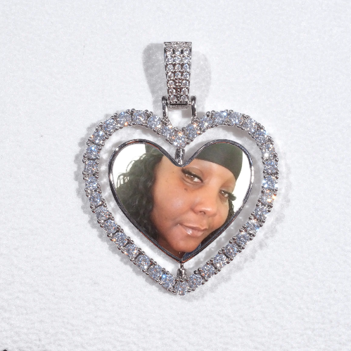 3D Spinning 2-Faced Heart Custom Picture Pendant