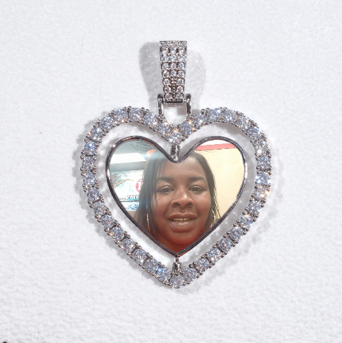 3D Spinning 2-Faced Heart Custom Picture Pendant