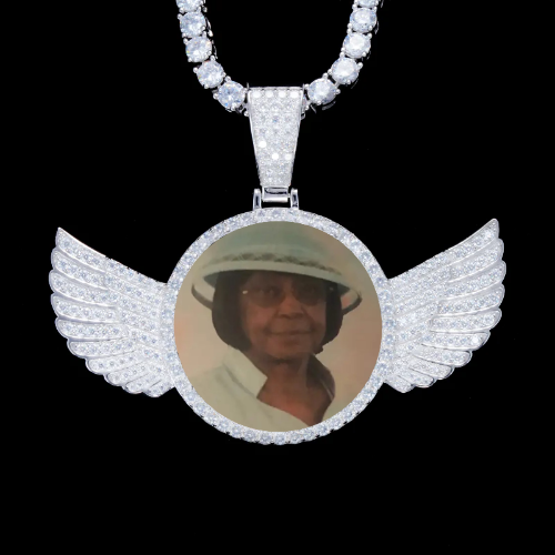 925S & VVS Moissanite 3D Wing Custom Picture Pendant