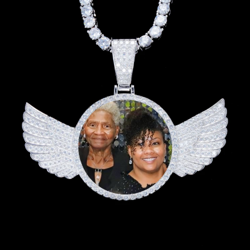 925S & VVS Moissanite 3D Wing Custom Picture Pendant