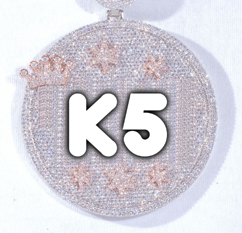 CUSTOM LETTER NECKLACE 3D BIG CROWN DISC