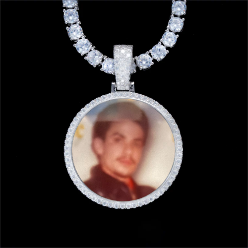 925S & VVS Moissanite 3D Circle Custom Picture Pendant