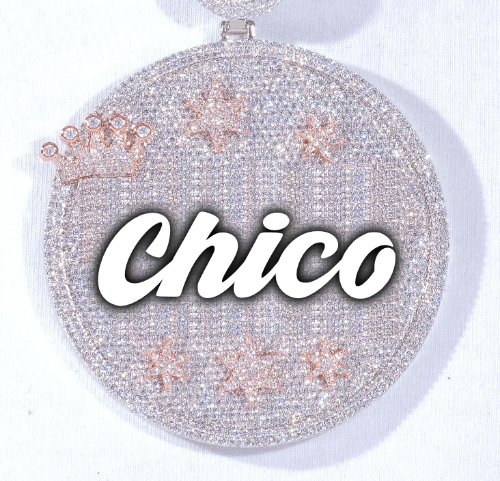 CUSTOM LETTER NECKLACE 3D BIG CROWN DISC