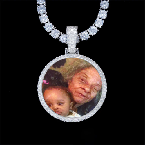925S & VVS Moissanite 3D Circle Custom Picture Pendant