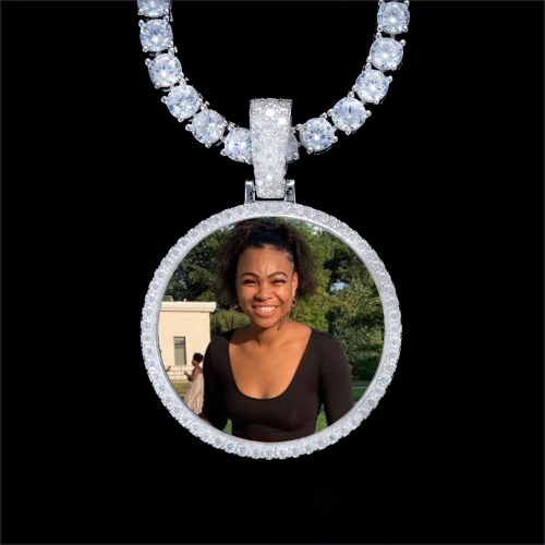 925S & VVS Moissanite 3D Circle Custom Picture Pendant