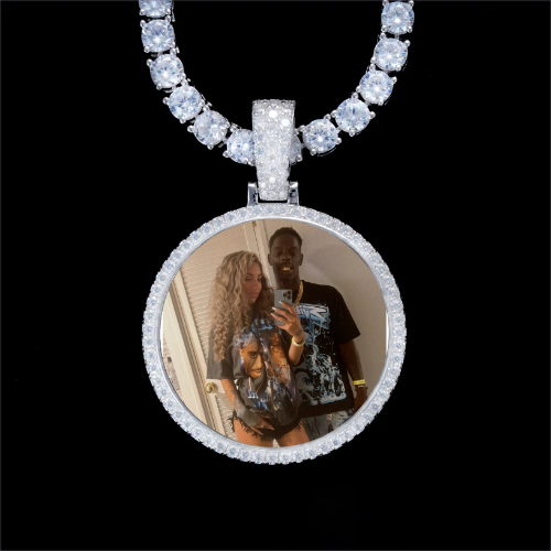 925S & VVS Moissanite 3D Circle Custom Picture Pendant