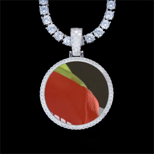 925S & VVS Moissanite 3D Circle Custom Picture Pendant