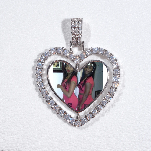 3D Spinning 2-Faced Heart Custom Picture Pendant