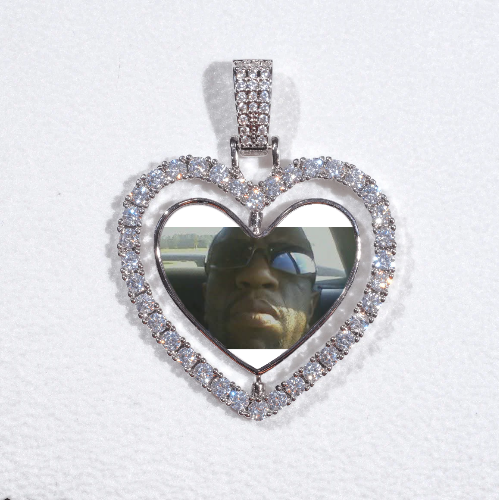 3D Spinning 2-Faced Heart Custom Picture Pendant