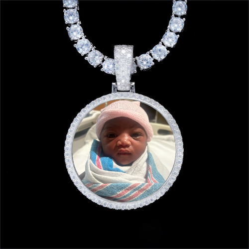 925S & VVS Moissanite 3D Circle Custom Picture Pendant