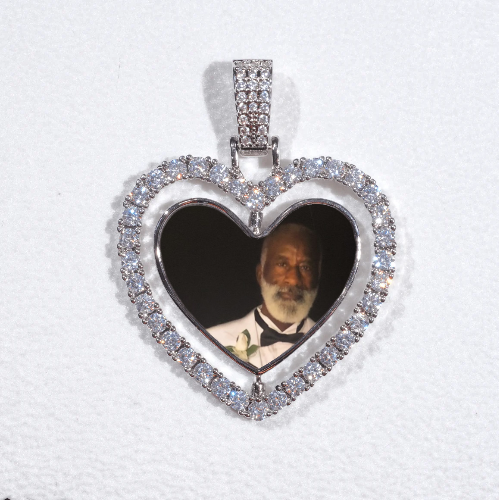 3D Spinning 2-Faced Heart Custom Picture Pendant