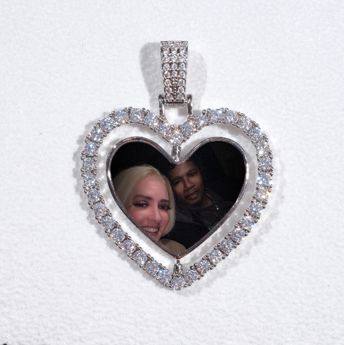 3D Spinning 2-Faced Heart Custom Picture Pendant