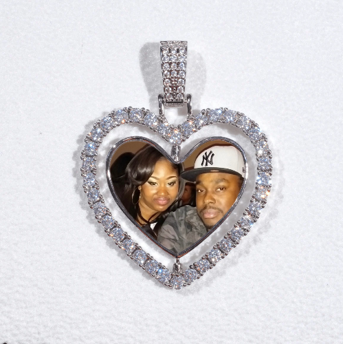 3D Spinning 2-Faced Heart Custom Picture Pendant