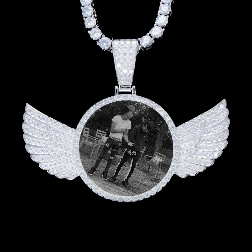 925S & VVS Moissanite 3D Wing Custom Picture Pendant
