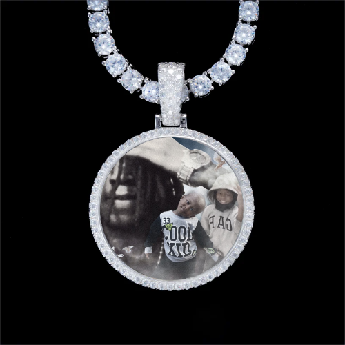 925S & VVS Moissanite 3D Circle Custom Picture Pendant
