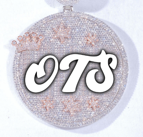 CUSTOM LETTER NECKLACE 3D BIG CROWN DISC