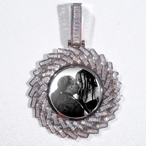 Large 3D Baguette Custom Picture Pendant