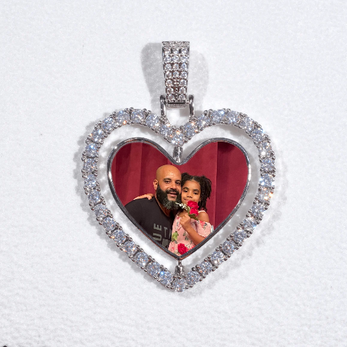 3D Spinning 2-Faced Heart Custom Picture Pendant