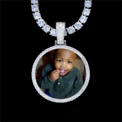 925S & VVS Moissanite 3D Circle Custom Picture Pendant