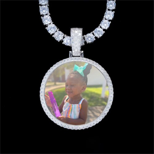 925S & VVS Moissanite 3D Circle Custom Picture Pendant