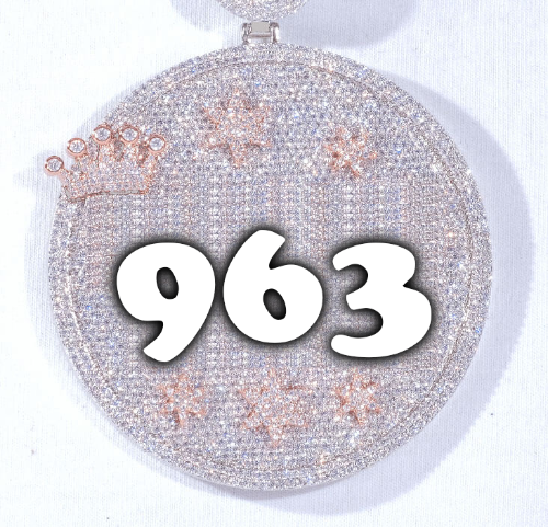 CUSTOM LETTER NECKLACE 3D BIG CROWN DISC