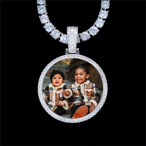 925S & VVS Moissanite 3D Circle Custom Picture Pendant