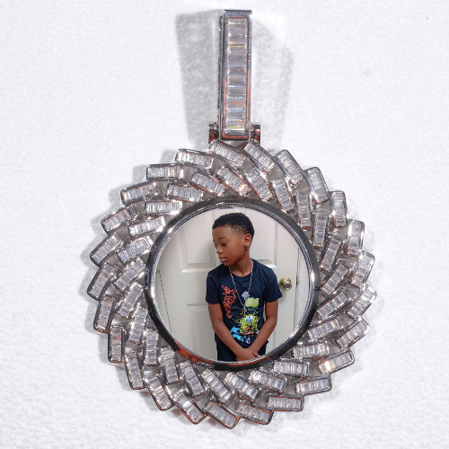 Large 3D Baguette Custom Picture Pendant