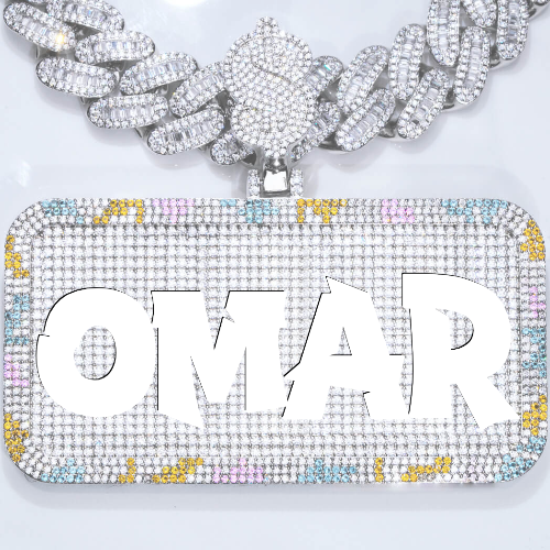 CUSTOM LETTER NECKLACE 3D COLORFUL SQUARE