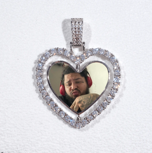 3D Spinning 2-Faced Heart Custom Picture Pendant