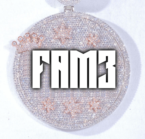 CUSTOM LETTER NECKLACE 3D BIG CROWN DISC