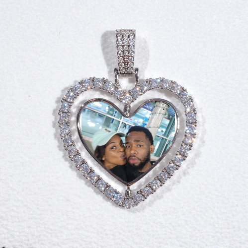 3D Spinning 2-Faced Heart Custom Picture Pendant