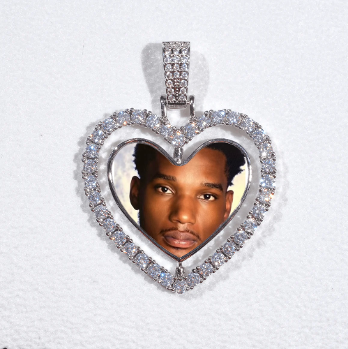 3D Spinning 2-Faced Heart Custom Picture Pendant