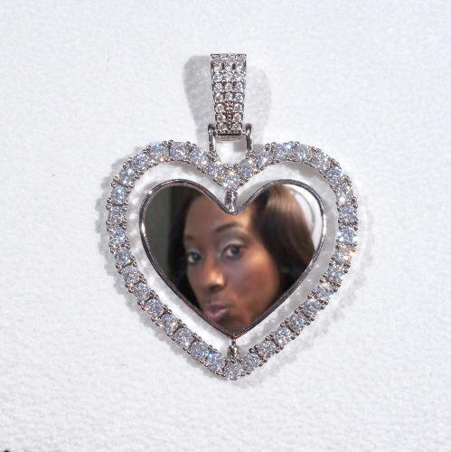 3D Spinning 2-Faced Heart Custom Picture Pendant
