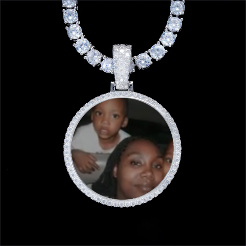 925S & VVS Moissanite 3D Circle Custom Picture Pendant