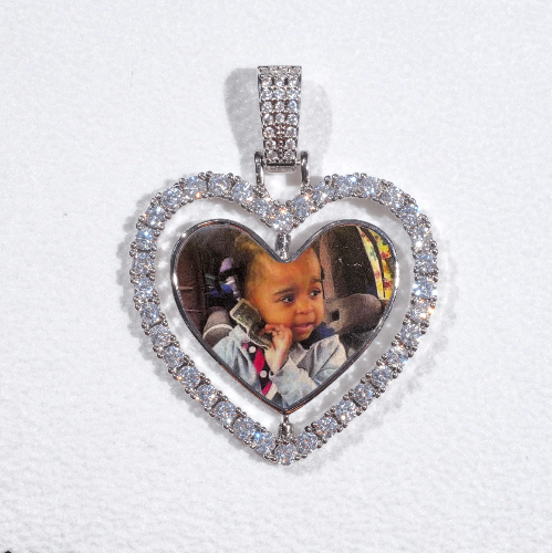 3D Spinning 2-Faced Heart Custom Picture Pendant