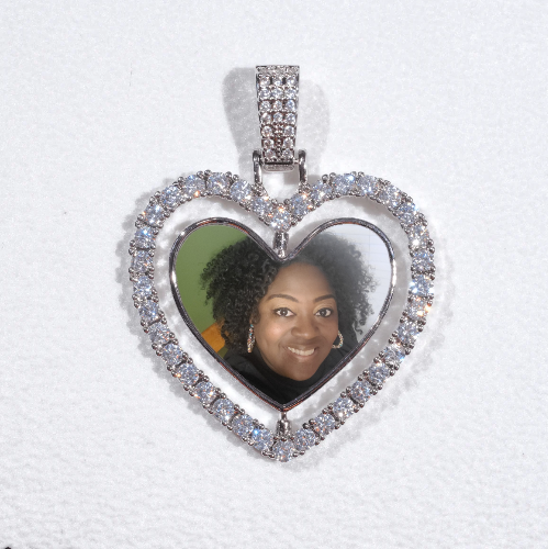 3D Spinning 2-Faced Heart Custom Picture Pendant