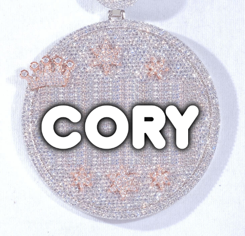 CUSTOM LETTER NECKLACE 3D BIG CROWN DISC