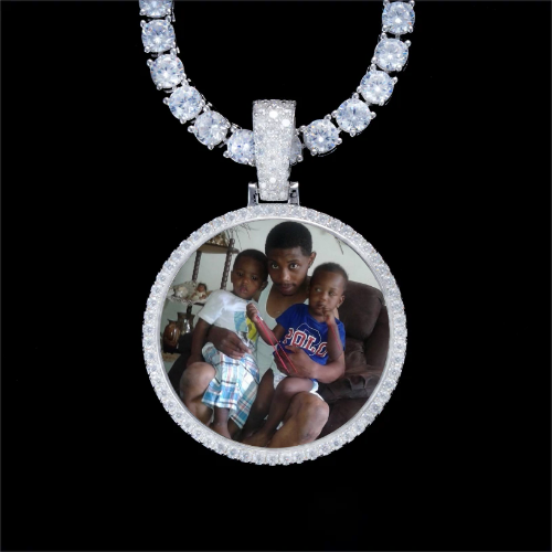925S & VVS Moissanite 3D Circle Custom Picture Pendant