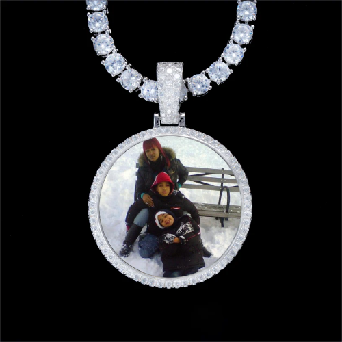 925S & VVS Moissanite 3D Circle Custom Picture Pendant