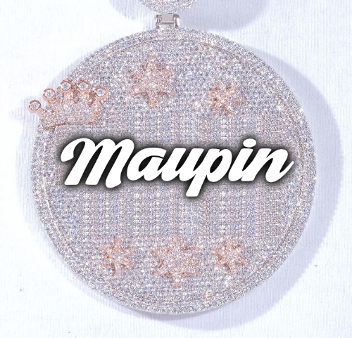 CUSTOM LETTER NECKLACE 3D BIG CROWN DISC