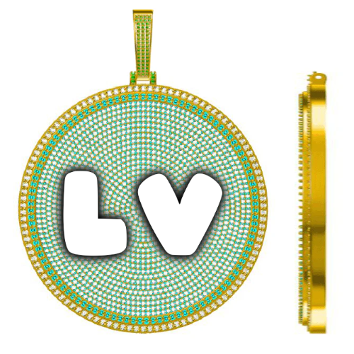 CUSTOM LETTER NECKLACE 3D BIG DISC